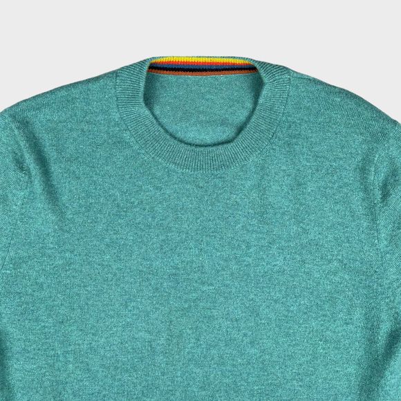 $616 PAUL SMITH 100% CASHMERE Green Crewneck Long Sleeve Sweater Mens Size M - Picture 3 of 16